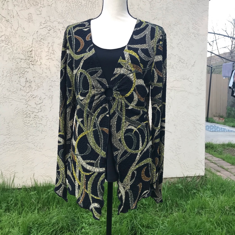 Brittany Black Top w/Bell sleeves, Empire waist